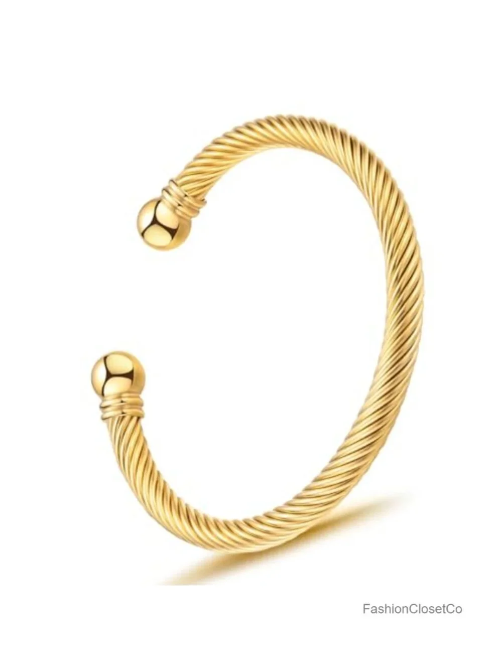 Stainless Steel Twisted Cable Cuff Bangle Bracelet Unisex Open C-Shape